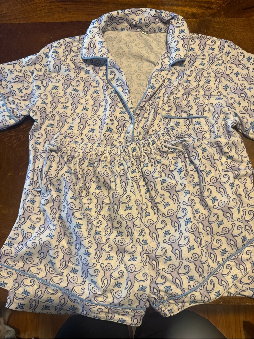 Designer inspired Purple and Blue Monkey Print Pajama Short Set XS